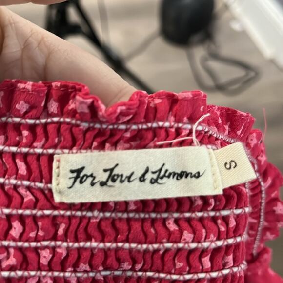 For Love & Lemons Dark Pink Star Print Crop Top Adjustable Strap Size Small - Picture 5 of 8